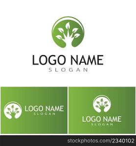 Logos of green Tree≤af ecology nature e≤ment vector