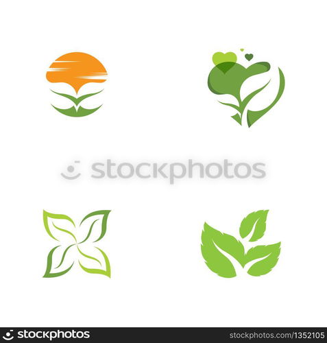 Logos of green Tree leaf ecology nature element vector