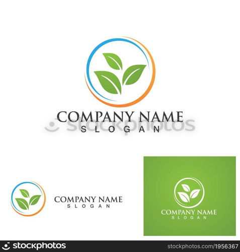 Logos of green Tree leaf ecology nature element vector