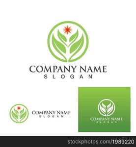 Logos of green Tree leaf ecology nature element vector