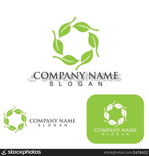 Logos of green Tree leaf ecology nature element vector