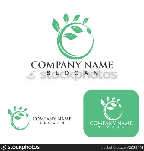 Logos of green Tree leaf ecology nature element vector