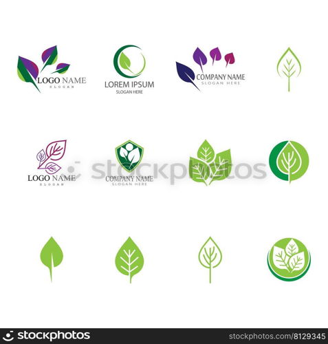 Logos of green Tree leaf ecology nature element vector