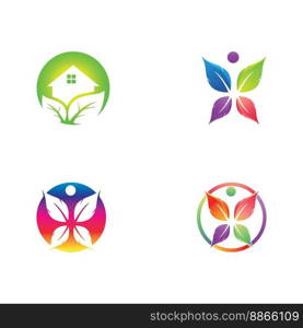 Logos of green Tree leaf ecology nature element vector