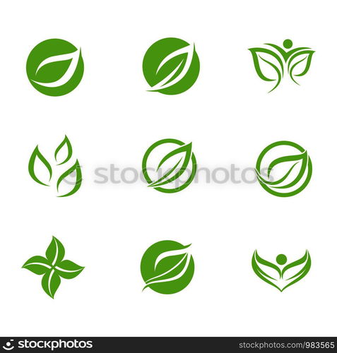 Logos of green Tree leaf ecology nature element vector