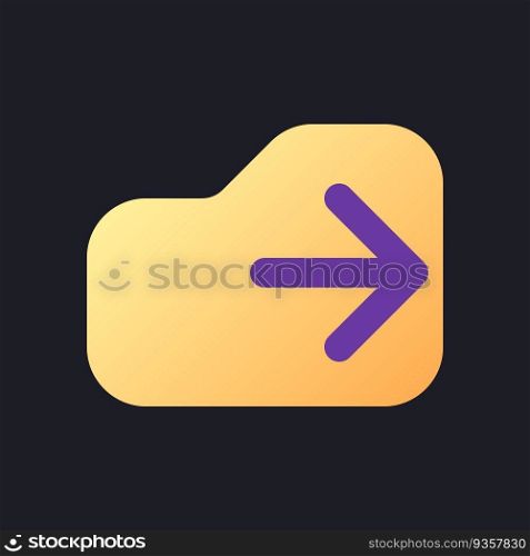 Logout flat gradient fill ui icon for dark theme. Exit project. Quit mobile application. Finish work. Pixel perfect color pictogram. GUI, UX design on black space. Vector isolated RGB illustration. Logout flat gradient fill ui icon for dark theme