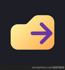 Logout flat gradient fill ui icon for dark theme. Exit project. Quit mobile application. Finish work. Pixel perfect color pictogram. GUI, UX design on black space. Vector isolated RGB illustration. Logout flat gradient fill ui icon for dark theme