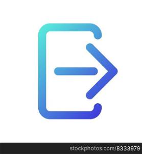 Logout pixel perfect gradient linear ui icon. Finish session. Quit personal account. Messenger security. Line color user interface symbol. Modern style pictogram. Vector isolated outline illustration. Logout pixel perfect gradient linear ui icon