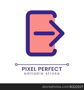 Logout pixel perfect RGB color ui icon. Finish session. Quit account. Simple filled line element. GUI, UX design for mobile app. Vector isolated pictogram. Editable stroke. Poppins font used. Logout pixel perfect RGB color ui icon
