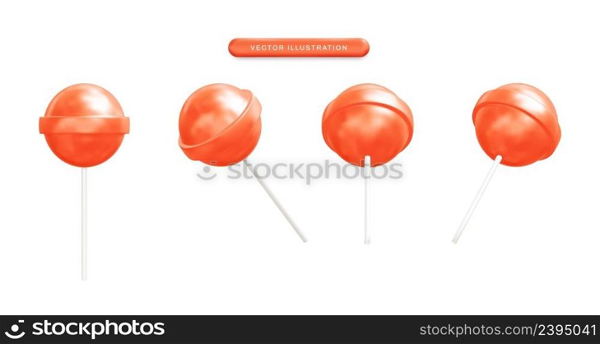 Lollipop candy realistic 3d vector illustration