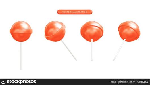 Lollipop candy realistic 3d vector illustration