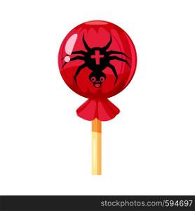 Lollipop Halloween, hard candy Spider icon. Lollipop Halloween, hard candy, Spider icon, caramel. Vector, isolated, cartoon style