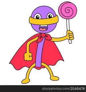 lollipop superhero carrying candy