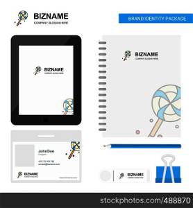Lollypop Business Logo, Tab App, Diary PVC Employee Card and USB Brand Stationary Package Design Vector Template