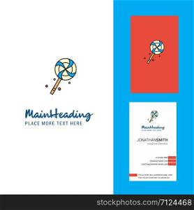 Lollypop Creative Logo and business card. vertical Design Vector