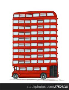 London bus, cartoon style drawing