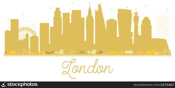London City skyline golden silhouette. Vector illustration. Simple flat concept for tourism presentation, banner, placard or web site. Cityscape with landmarks