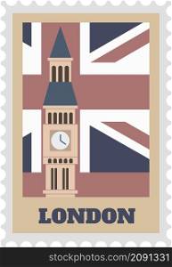 London england postal stamp paper label isolated. Vector london postal travel stamp symbol, sign of postcard uk, postage europe illustration. London england postal stamp paper label isolated