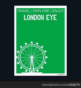 London Eye, United Kingdom monument landmark brochure Flat style and typography vector