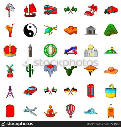 London icons set. Cartoon style of 36 london vector icons for web isolated on white background. London icons set, cartoon style
