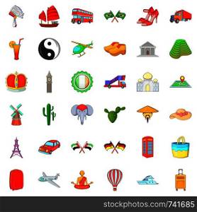 London icons set. Cartoon style of 36 london vector icons for web isolated on white background. London icons set, cartoon style