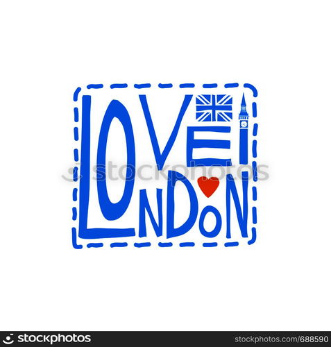 London typography with blue silhouettes for your poster design. Vector illustration.