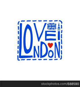 London typography with blue silhouettes for your poster design. Vector illustration.