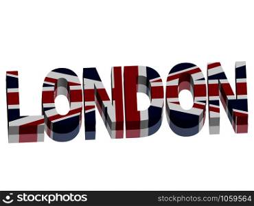 London with Union Jack British flag Word Text Vector 3D.. London with Union Jack British flag Word Text Vector 3D