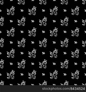 LONELY FLOWER Monochrome Hand Drawn Seamless Pattern Vector