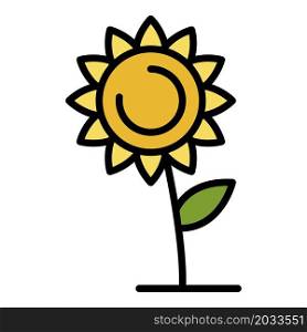 Lonely sunflower icon. Outline lonely sunflower vector icon color flat isolated. Lonely sunflower icon color outline vector