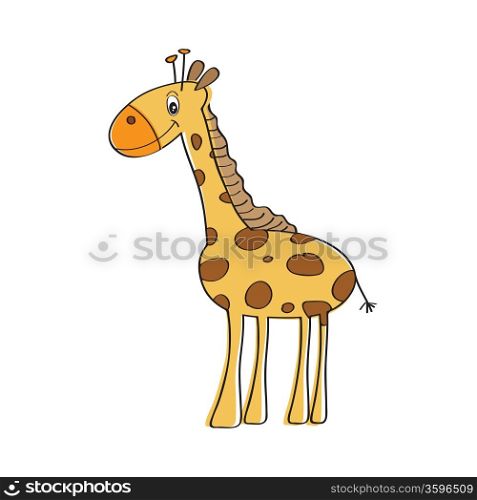 lonely vector giraffe isolated on white background