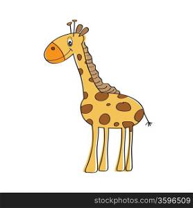 lonely vector giraffe isolated on white background