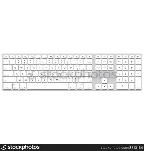 long aluminum computer keyboard. vector long solid colors flat design aluminium computer keyboard