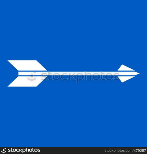 Long arrow icon white isolated on blue background vector illustration. Long arrow icon white