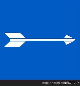 Long arrow icon white isolated on blue background vector illustration. Long arrow icon white