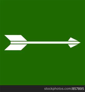 Long arrow icon white isolated on green background. Vector illustration. Long arrow icon green