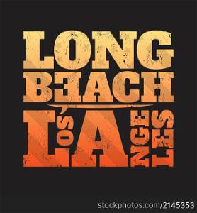 Long Beach tee print with surfboard. T-shirt design, graphics, stamp, label, typography.. Long Beach tee print with surfboard. T-shirt design, graphics, s