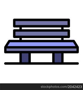 Long bench icon. Outline long bench vector icon color flat isolated. Long bench icon color outline vector