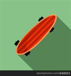 Long board skateboard icon. Flat illustration of long board skateboard vector icon for web design. Long board skateboard icon, flat style