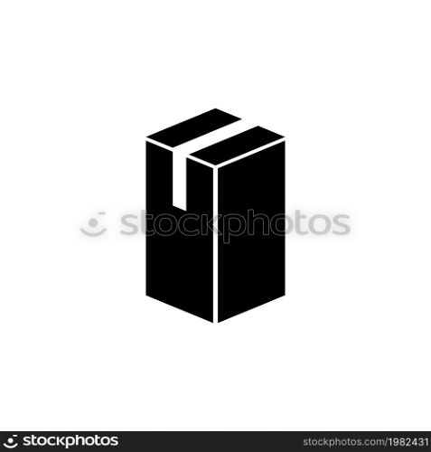 Long Carton Package Box. Flat Vector Icon illustration. Simple black symbol on white background. Long Carton Package Box sign design template for web and mobile UI element. Long Carton Package Box Flat Vector Icon