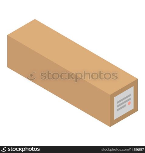 Long carton parcel icon. Isometric of long carton parcel vector icon for web design isolated on white background. Long carton parcel icon, isometric style
