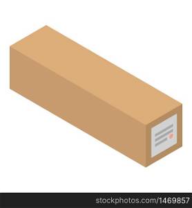 Long carton parcel icon. Isometric of long carton parcel vector icon for web design isolated on white background. Long carton parcel icon, isometric style