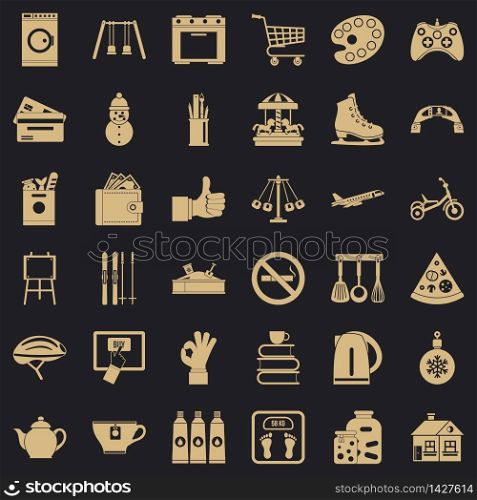 Long childhood icons set. Simple set of 36 long childhood vector icons for web for any design. Long childhood icons set, simple style