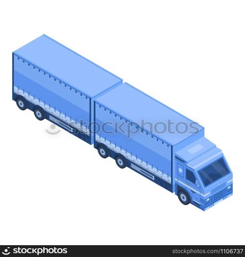 Long delivery truck icon. Isometric of long delivery truck vector icon for web design isolated on white background. Long delivery truck icon, isometric style