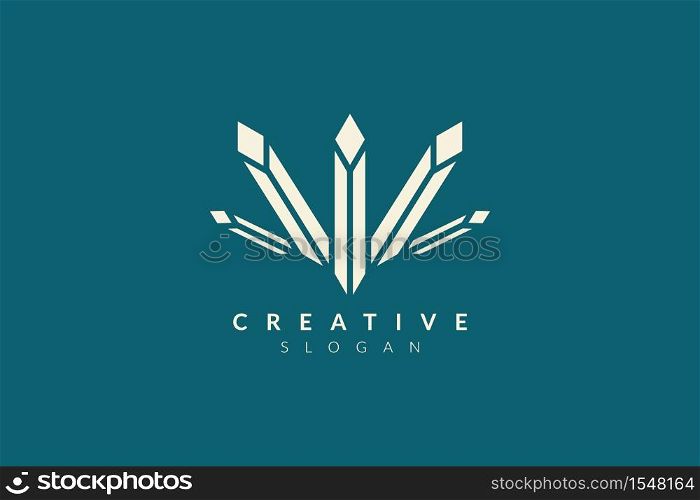 Long diamond beam logo design. Minimalist and modern vector illustration design suitable for business and brands.