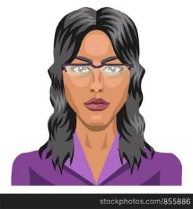 Long haired girl wearing glasses illustration vector on white background