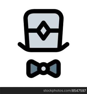 Long hat with bowtie for quirky hipster vibe.