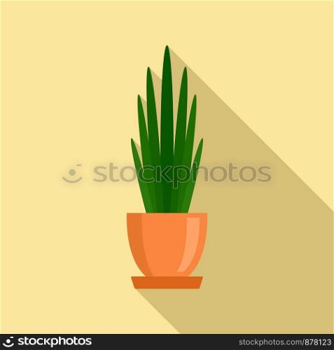 Long high leaf houseplant icon. Flat illustration of long high leaf houseplant vector icon for web design. Long high leaf houseplant icon, flat style