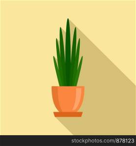Long high leaf houseplant icon. Flat illustration of long high leaf houseplant vector icon for web design. Long high leaf houseplant icon, flat style