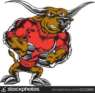 Long Horn Mascot Strut Vector Illustration